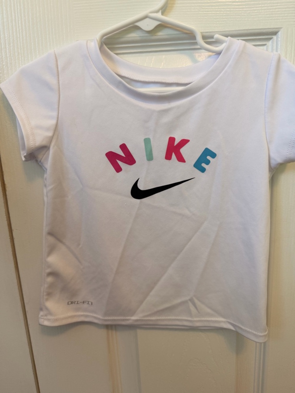 Nike White Tee and Black Shorts Set with Pink, Teal & Blue Logo - Picture 5 of 8